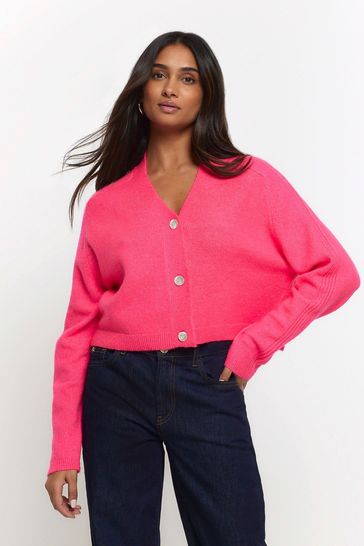 River Island Pink Cropped Cardigan