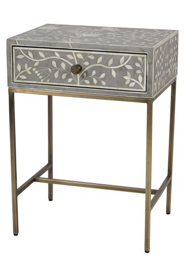 Laura Ashley Grey Epsley Side Table With Drawer