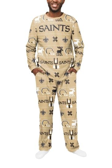 adidas Gold NFL New Orleans Saints Forever Collectibles 2021 Crewneck Ugly Pyjamas