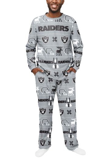 adidas Grey NFL Las Vegas Raiders Forever Collectibles 2021 Crewneck Ugly Pyjamas