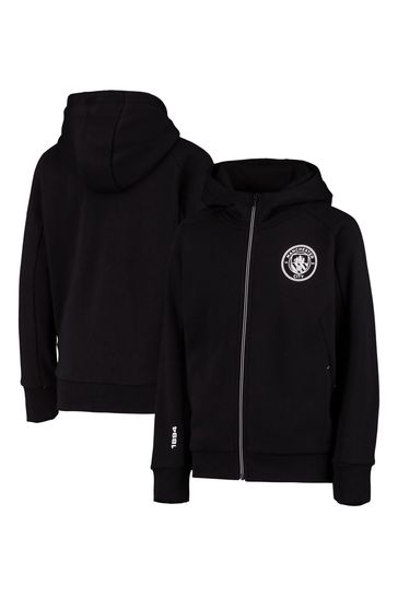 Buy adidas Black Manchester City Mono Logo Raglan Full Zip Hoodie