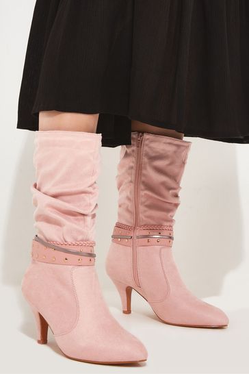 Joe Browns Pink Studded Slouchy Calf Boots