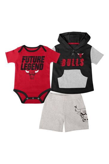 adidas Black NBA Chicago Bulls Bank Shot Creeper Short & T-Shirt Set
