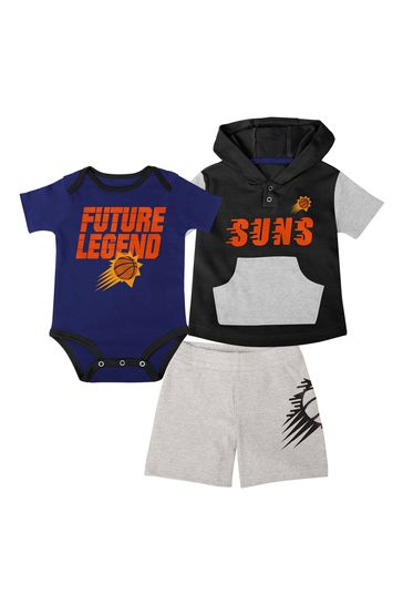 adidas Black NBA Phoenix Suns Bank Shot Creeper Short & T-Shirt Set