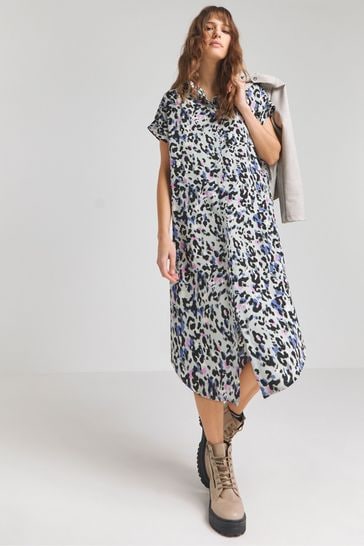 Simply Be Green Print Boxy Shirt Dress