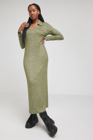 Simply Be Green Cosy Marl Maxi Dress