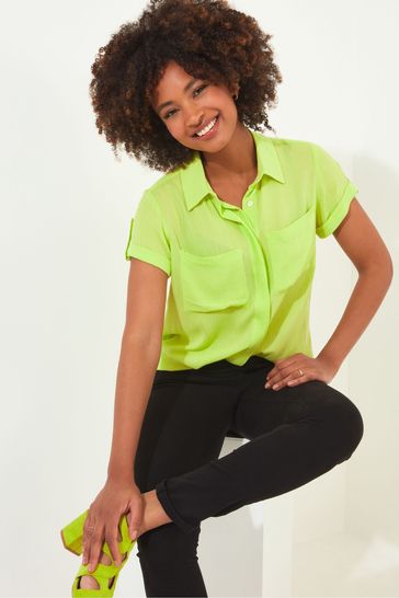 Joe Browns Green Neon Lime Collared Blouse