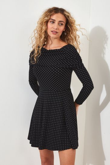 Joe Browns Black Polka Dot Bardot Skater Dress