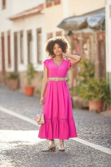 Joe Browns Pink Colourblock Boho Maxi Dress