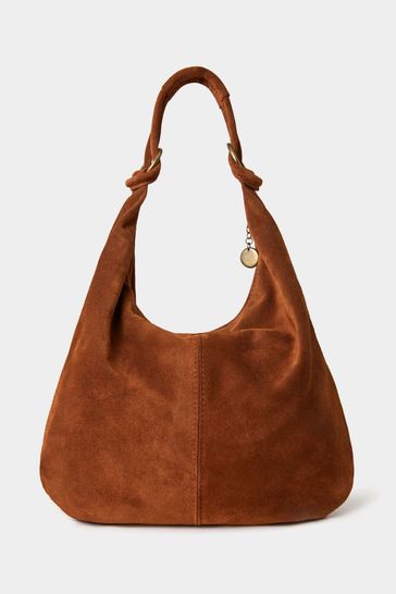 Joe Browns Brown Knotted Italian Suede Hobo Bag