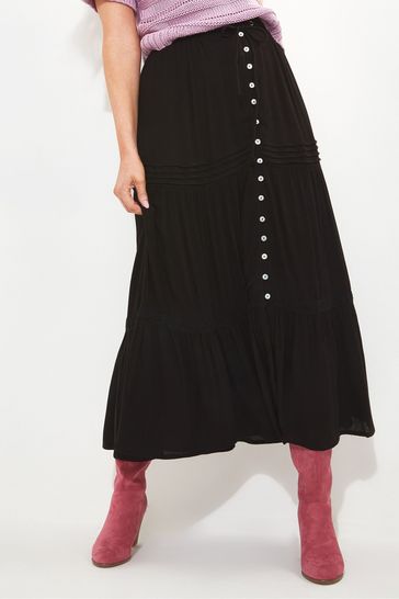 Joe Browns Black Pintuck Tie Waist Maxi Skirt