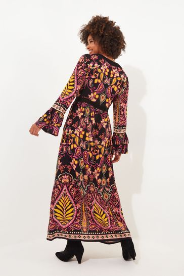 Buy Joe Browns Black Petite Contrast Boho Print Button Up Maxi