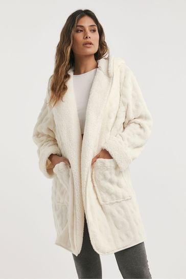 Simply Be Cream Pretty Secrets Oversized Fleece Cardigan