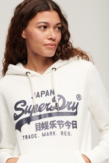 Superdry Cream Vintage Logo Graphic Hoodie