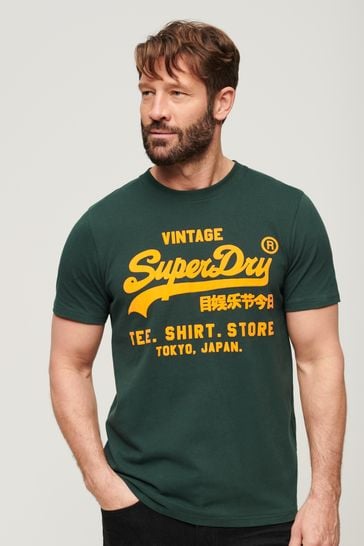 Superdry Enamel Green Neon Vintage Logo T-Shirt