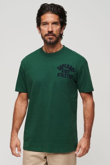 Superdry Green Embroidered Superstate Athletic Logo T-Shirt