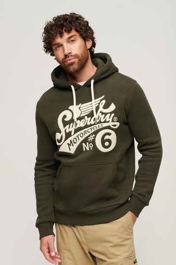 Superdry Green Worker Scripted Embroidered Graphic Hoodie