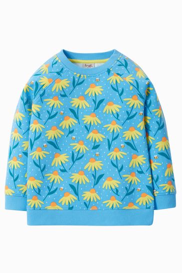 Frugi Blue Organic Cotton Flower Print Sweat Top