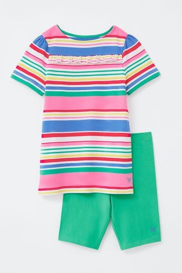 Crew Clothing Company Green Stripe Cotton Shirt and Short Set