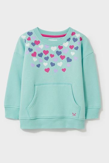 Crew Clothing Company Blue Heart Print Cotton Casual Sweatshirt