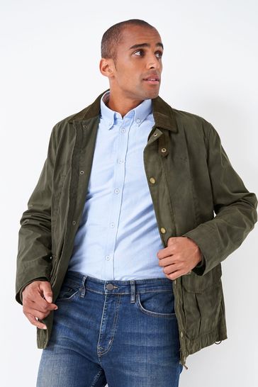 Crew Clothing Company Green Cotton Classic Casual Coat