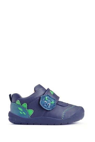 Start Rite Blue Dino Foot Leather Rip Tape Toddler Shoes
