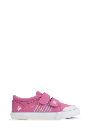 Start Rite Pink Sandy Beach Washable Canvas Double Rip Tape Summer Trainers