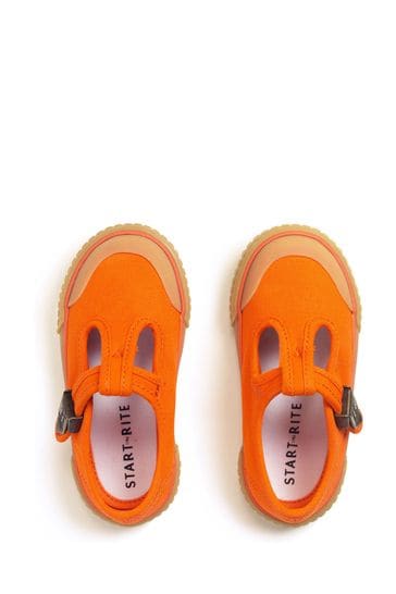 Start Rite Orange Anchor Washable Canvas T-Bar Summer Shoes