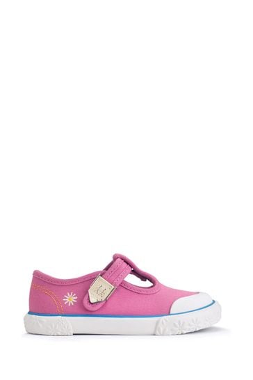 Start Rite Pink Anchor Washable Canvas T-Bar Summer Trainers