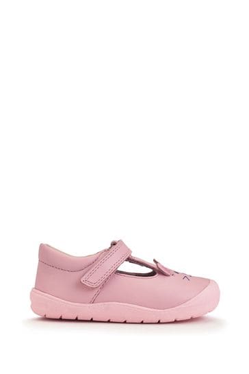 Start Rite Pink Fellow Leather/Cat T-Bar Toddler Shoes