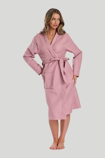 Loungeable Pink Cotton Waffle Robe