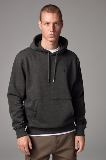 Buy Charcoal Grey Regular Fit Cotton Rich Jersey Fabric Hoodie from Next Kuwait