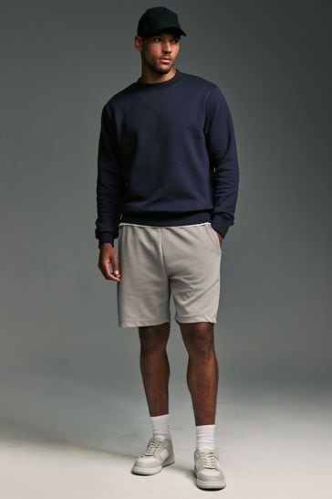 Navy Blue Regular Fit Cotton Rich Jersey Crew Sweatshirt