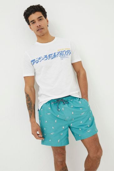 Buy FatFace Green Trevose Colour Block Swim Shorts from Next Ireland