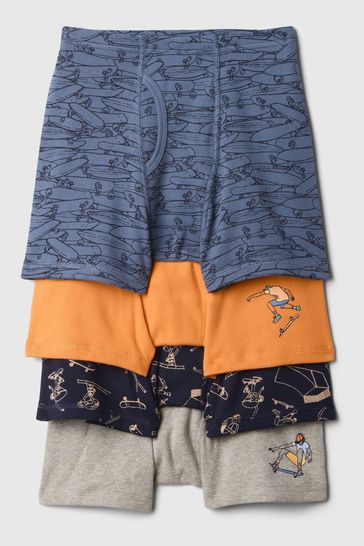 Buy Gap Blue Organic Cotton Boxer Briefs 4 Pack from Next Luxembourg