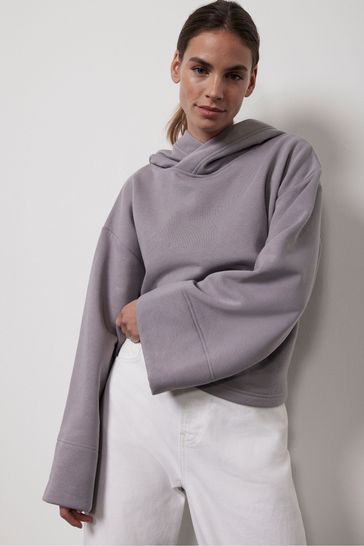 Mint Velvet Grey Cotton Boxy Hoodie