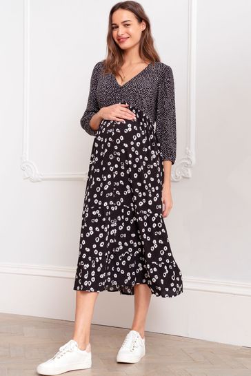 Buy Seraphine Button Down Maternity Black Dress from Next Bahrain