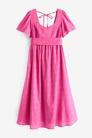Seraphine Pink Cotton Broderie Maternity & Nursing Dress
