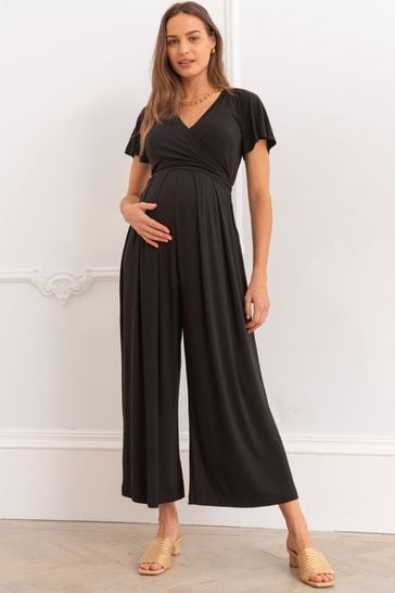 Seraphine Lenzing™ Ecovero™ Maternity & Nursing Black Jumpsuit