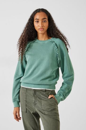 Hush Green Amayah Ruffle Detail Sweatshirt