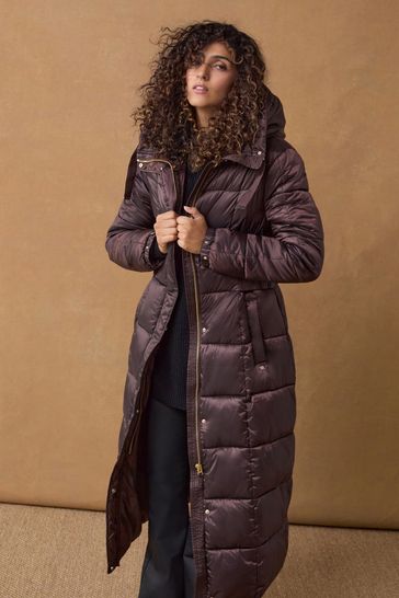 Buy Burgundy Red Longline Waisted Padded Coat from Next Bahrain