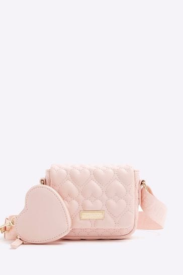 River Island Pink Girls Heart Quilted Bag