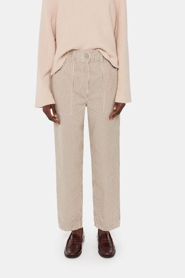 Whistles Brown Tessa Stripe Casual Trousers
