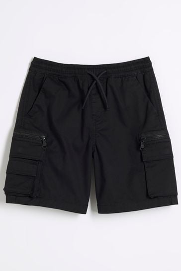 River Island Black Cargo Boys Shorts