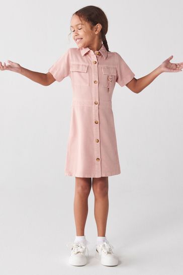 River Island Pink Older Girls Shirt Dress