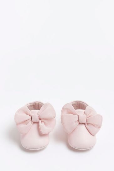 River Island Pink Baby Girls Pink Bow Bootie
