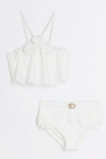 Buy River Island White Girls 3D Flower Halter Neck Bikini from Next Denmark