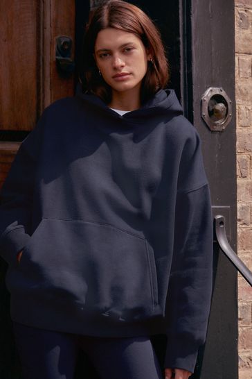 Buy Blue Navy Oversized Relaxed Fit Heavyweight Brushed Longline Hoodie Sweatshirt from Next Bahrain