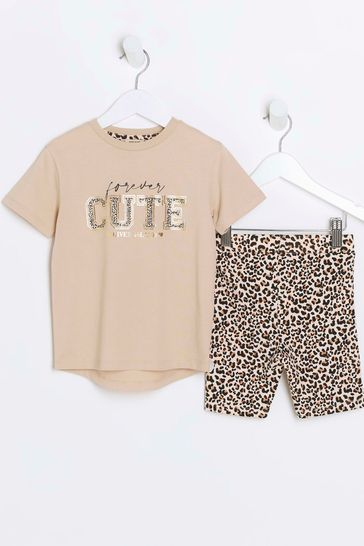 River Island Brown Girls Forever Cute T-Shirt Set