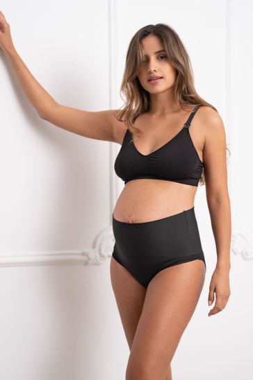 Seraphine Folded Waist Black Maternity and Post Maternity Briefs 2 Pack